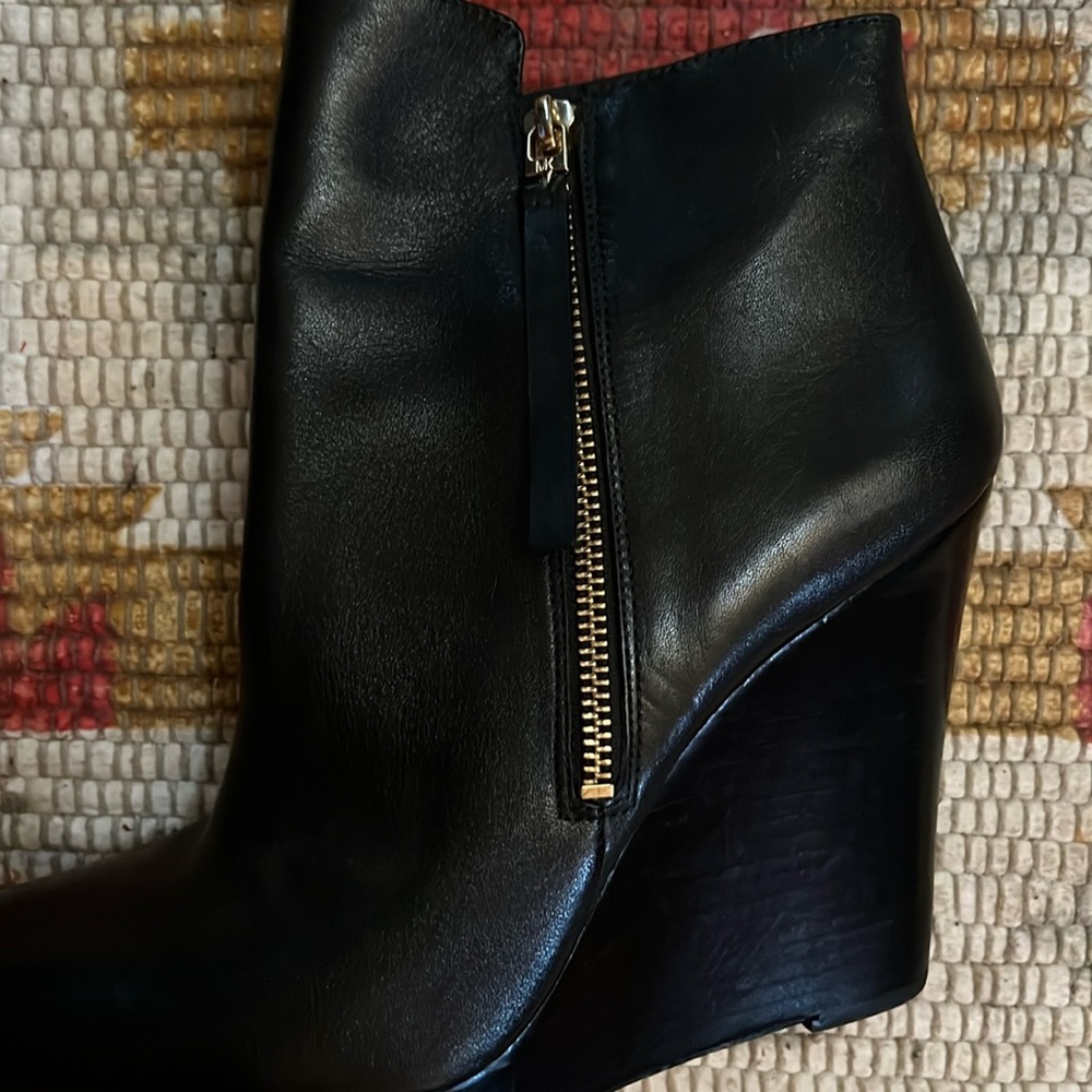 Black leather ankle boots